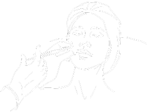 a drawing of a woman applying makeup