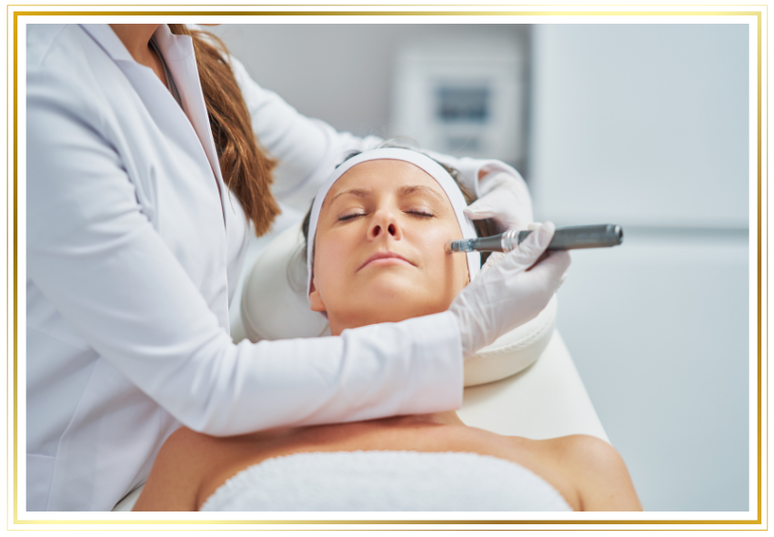 a woman getting a face treatment