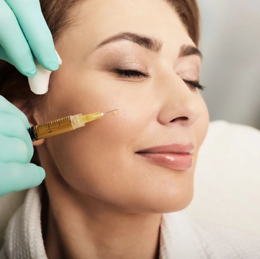 a woman getting botox injection